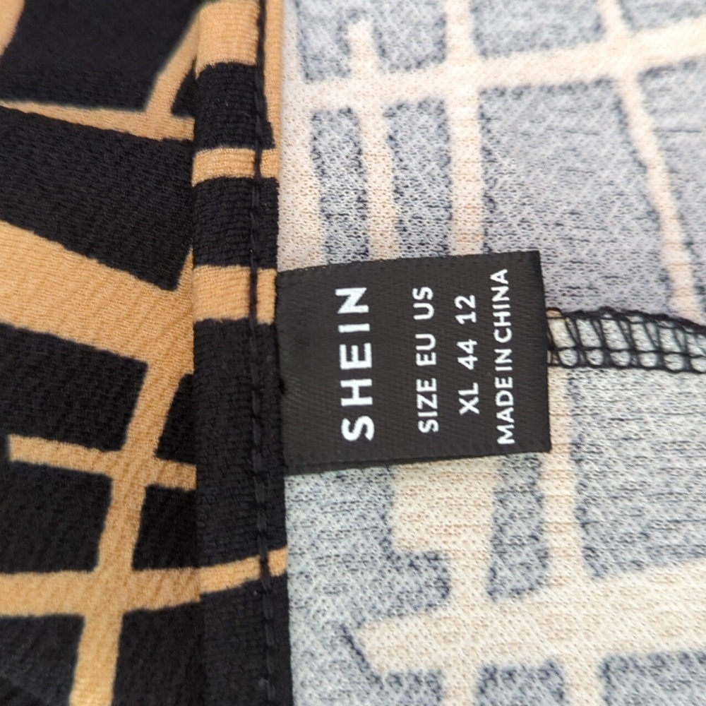 SHEIN Black Prive Allover Print Square Neck Bodycon Midi Dress Size XL - Picture 10 of 11